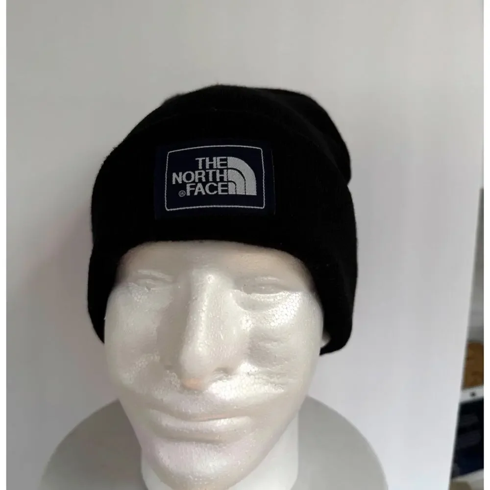 The North Face Logo Box Cuffed Beanie Black Knit Winter Ski Snowboard Hat Unisex